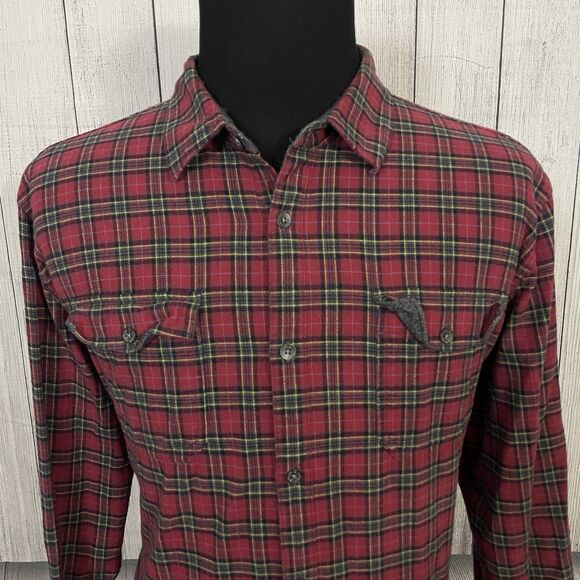 Carbon2Cobalt Men's XL Red Plaid Cotton Long Sleeve Button-Front Flannel Shirt - Picture 1 of 6